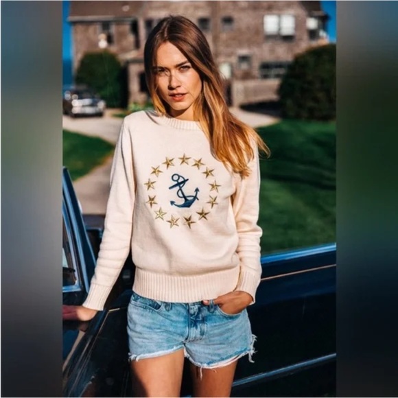 Kiel James Patrick anchor starboard cotton crewneck sweater nautical - Picture 2 of 5